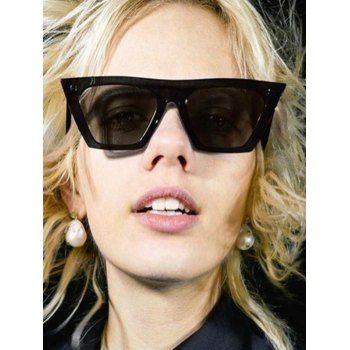 

Retro Trapezoid Wide Rim Sunglasses, Black