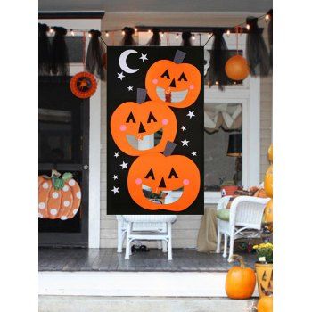 

Halloween Outdoor Pumpkin Print Hanging Toss Game Felt With 3Pcs Bean Bags, Multicolor a