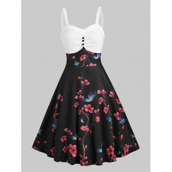 Image of Floral Print Empire Waist Cami A Line Dress
