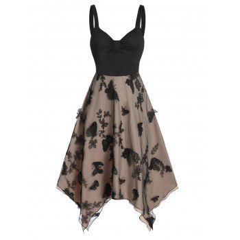 

3D Butterfly Cami Layered Asymmetric Dress, Black