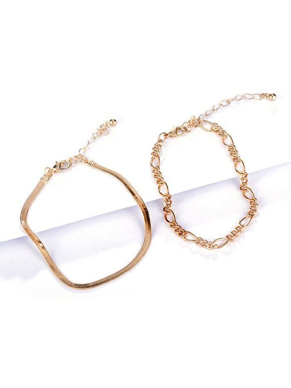 2 Pièces Ensemble de Bracelet en Or Plaqué 18K - d'or 