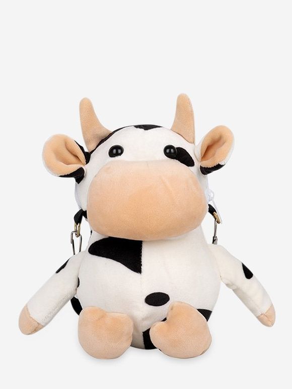 Mini Sac à Bandoulière Vache Mignon en Peluche - Blanc 