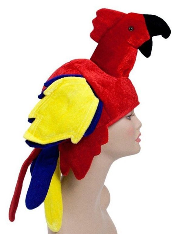 Chapeau Amusant en Forme de Perroquet en Velours pour Fête - multicolor A 