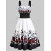 Robe Mi-Longue à Bretelle Motif de Fleur à Taille Empire - multicolor A L