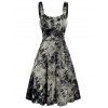 Robe Teintée Imprimée à Bretelle Bouclée sans Manches à Lacets - multicolor A 3XL