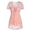 Haut Fleur en Dentelle Transparente à Ourlet Courbe à Lacets - Rose Cochon L