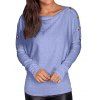 T-shirt Décontracté Boutonné à Manches Longues - Bleu clair S
