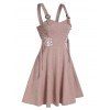 Robe Evasée en Dentelle Insérée sans Manches à Lacets - Rose M