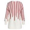Plus Size Drop Shoulder Stripes Sweater - LIGHT PINK 4X