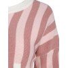 Plus Size Drop Shoulder Stripes Sweater - LIGHT PINK 4X