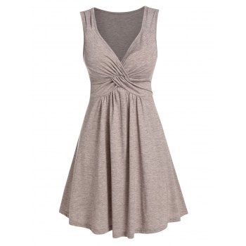 

Front Knot Fit And Flare Dress, Light brown