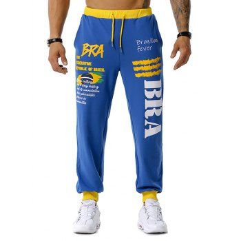 

Brazilian Flag Graphic Print Sports Pants, Blue