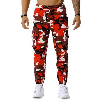 Image of Camo Print Multi-pocket Drawstring Cargo Pants