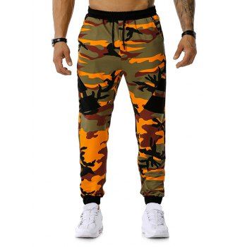 

Drawstring Camouflage Print Sports Pants, Orange