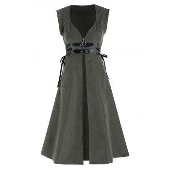 Image of Buckle Strap Lace-up Long Vest