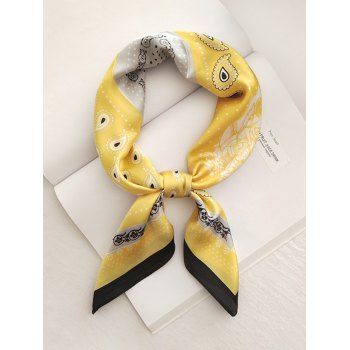 

Paisley Floral Dots Printed Satin Square Scarf, Yellow