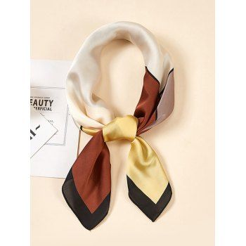 

Minimalist Colorblock Printed Satin Square Scarf, Deep coffee