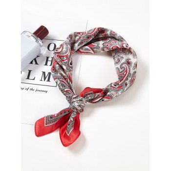 

Paisley Printed Colorblock Satin Square Scarf, Red