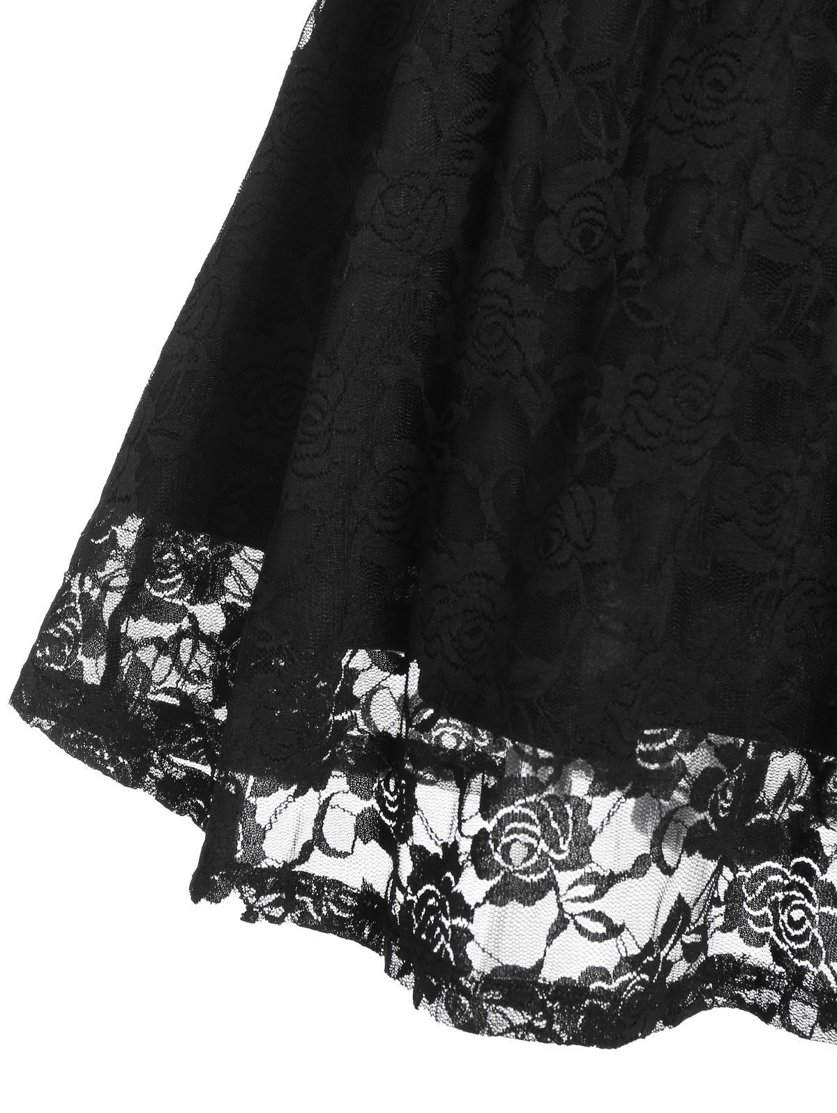 [27% OFF] 2021 Floral Lace Ruffle Queen Anne Collar Dress In BLACK ...