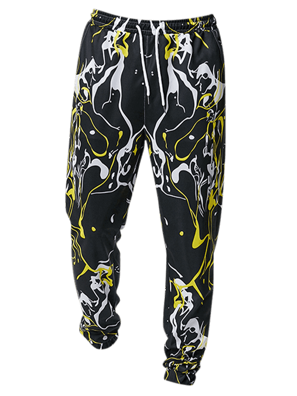 [50 OFF] 2021 Drawstring Paint Splatter Print Casual Pants In Multicolor DressLily