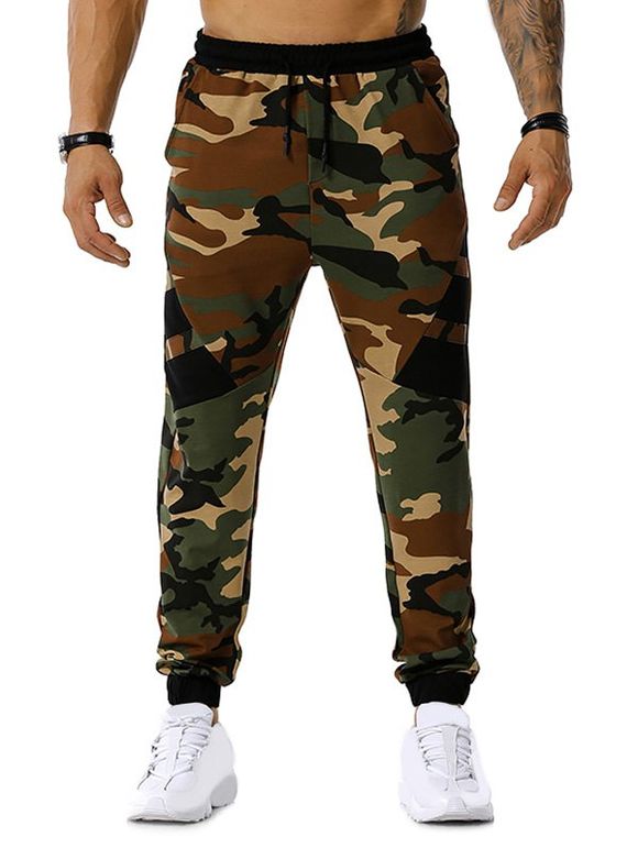 Pantalon de Sport Camouflage Imprimé à Cordon - Vert Armée L