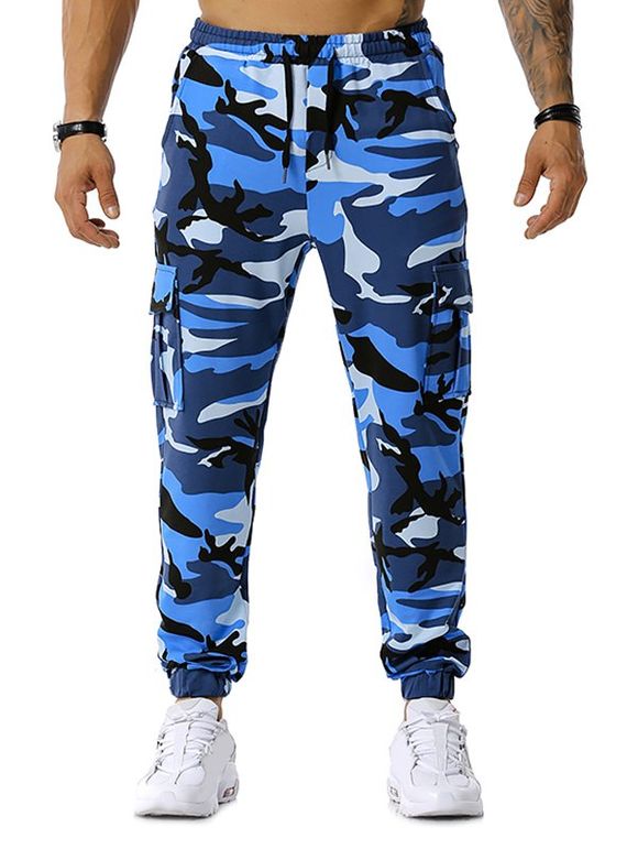 Pantalon de Jgging Cargo Camouflage Imprimé - Bleu 2XL