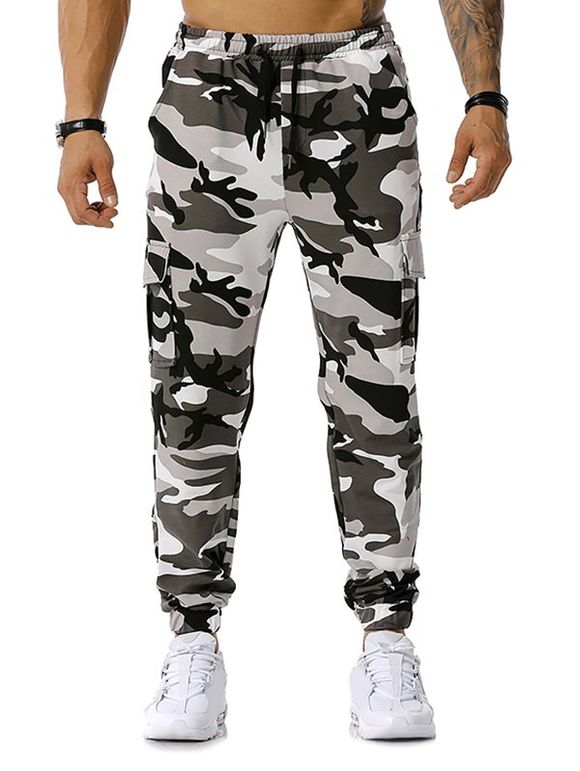 Pantalon de Jgging Cargo Camouflage Imprimé - Gris XL