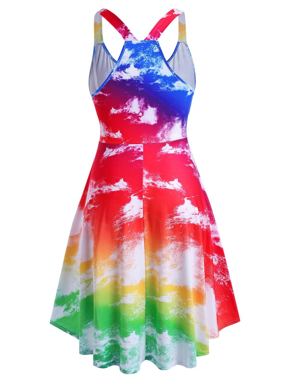 Download 31% OFF 2020 Tie Dye Mock Buttons High Low Plus Size Dress In Multicolor | DressLily