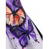 Robe Teintée à Imprimé Papillon sans Manches - Pourpre M