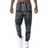 Pantalon Décontracté Motif Cachemire Imprimé à Cordon - Noir L