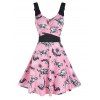 Robe d'Halloween Croisée à Imprimé Squelette Animal sans Manches - Rose M