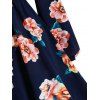 Cold Shoulder Floral Print Mock Button High Low Dress - CADETBLUE L