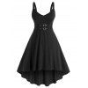Robe Rétro à Bretelle Bouclée Embellie de Grande Taille - Noir 3X