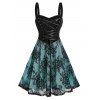 Robe Gothique Fleur en Dentelle Insérée sans Manches à Lacets - Noir L