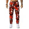 Pantalon Cargo Camouflage Imprimé avec Multi-Poches à Cordon - Rouge L