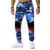 Pantalon de Jogging Décontracté Camouflage Imprimé en Blocs de Couleurs - Bleu XL