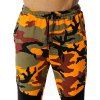 Pantalon de Jogging Décontracté Camouflage Imprimé en Blocs de Couleurs - Orange XL