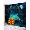 Tapisserie Murale d'Halloween Imprimé Arche et Citrouille - Vert Clair de Mer W79 X L71 INCH