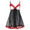 Ensemble de Body Lingerie Ouvert à Poitrine de Grande Taille avec Nœud Papillon - Noir 5X