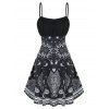 Robe Ligne A Cachemire Imprimé à Volants - Noir L