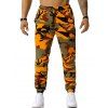 Pantalon Décontracté Camouflage Imprimé à Cordon - Orange L