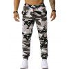 Pantalon Décontracté Camouflage Imprimé à Cordon - Gris 2XL