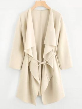 Plus Size Draped Front Belted Coat