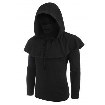 

Gothic Hooded Cape and Mask Top Two Piece Sets, Black