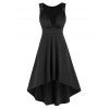 Robe de Bal Haute Basse sans Manches à Volants - Noir M