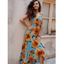 Sunflower Print Spaghetti Strap Wrap Maxi Dress - DAY SKY BLUE M