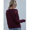 Ripped Distressed Confetti Knit Sweater - DEEP RED M