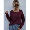 Ripped Distressed Confetti Knit Sweater - DEEP RED M