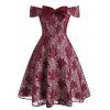 Robe de Soirée à Epaule Dénudée de Grande Taille avec Nœud Papillon - Rouge 2XL