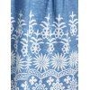 Haut Plissé Floral Imprimé avec Bouton de Grande Taille Style Bohémien - Bleu gris L